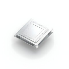Futuristic central processing unit or computer processor isolated on white. High-tech integrated circuit for AI and data processing.