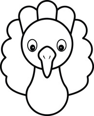 Obraz premium turkey face icon line art vector illustration on transparent background 