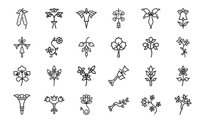 Feminine Botanical Line Art Icons Bundle 24 Minimal Uterus, Flower, Herbal Feminist Vector Icons for Self-Care, Wellness, and Wo 