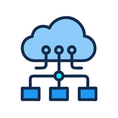 Cloud network connecting to multiple data sources icon