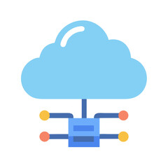 Stylized Cloud Server Network Icon on Black Background