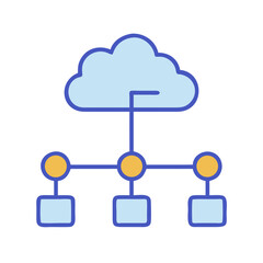 Cloud network connection diagram on black background