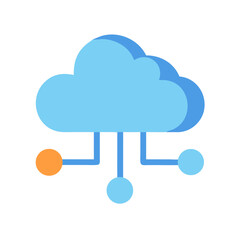 Cloud Computing Network Icon Flat Design Concept