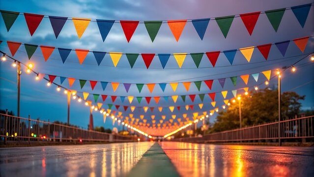 Celebrate summer fun with vibrant party lights and colorful pennant flags
