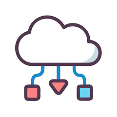 Modern Cloud Data Distribution Illustration on Black Background