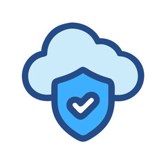 Cloud security shield icon with checkmark illustration