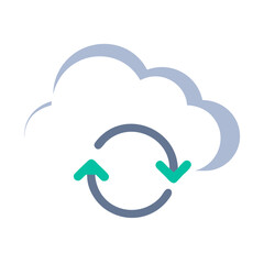 Cloud sync icon on black background, flat style