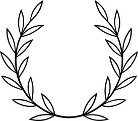 wreath with leaves icon line art vector illustration on transparent background	