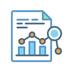 Business report with statistics and data analysis icon