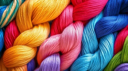 Vibrant Rainbow Yarn Texture: A Colorful Tapestry of Threads
