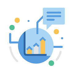 Abstract growth chart with communication bubble on black