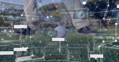 Golfer initiating AR overlaying driver and ball, capturing club alignment and swing metrics