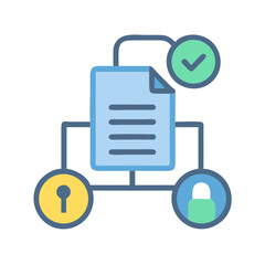 Data protection and encryption workflow flat vector concept design
