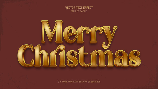 Merry christmas 3d gold style editable text effect