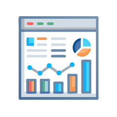 Digital data analysis visualization in web browser mockup