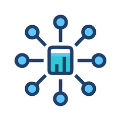 Network data flow chart with central analytics hub