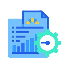 Data analysis report with gear on black background illustration