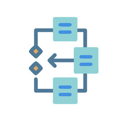 Flowchart Icon Illustrating Process and Connections on Black Background