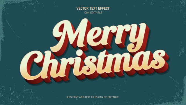 Merry christmas 3d retro text effect