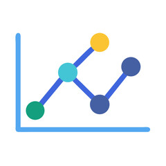 Colorful line graph illustration on black background, flat design