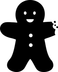 Gingerbread man cookies with bites taken off silhouette.
Bitten gingerbread man silhouette vector.
Holiday gingerbread man cookie.
Transparent background. svg.