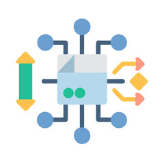 Fototapeta premium Central processing unit icon with data flowing connections network