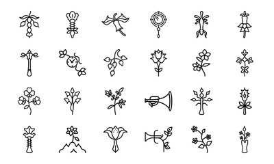 Feminine Botanical Line Art Icons Bundle 24 Minimal Uterus, Flower, Herbal Feminist Vector Icons for Self-Care, Wellness, and Wo 