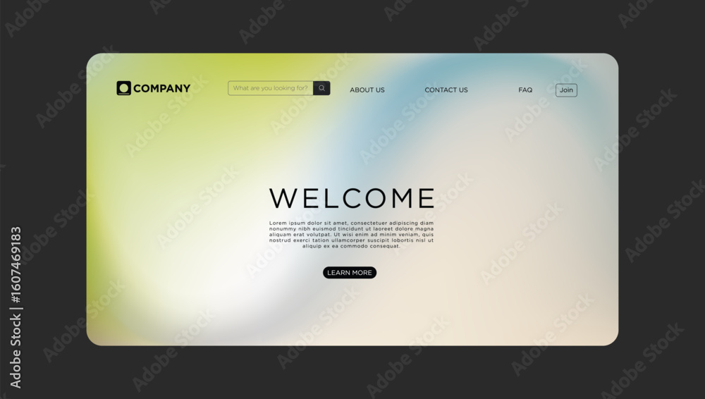 Wall mural elegant website design template with soft gradient background ready for your brand messaging