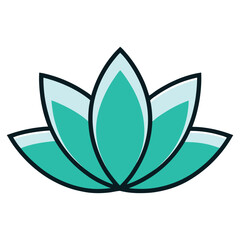 Teal and light blue lotus flower vector graphic bloom