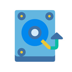 Hard drive data recovery icon with upload arrow concept