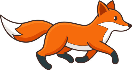 Cute running fox vector illustration, minimalist flat design icon of a wild animal vector design.

