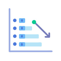 Decrease chart illustration on black background depicting financial loss