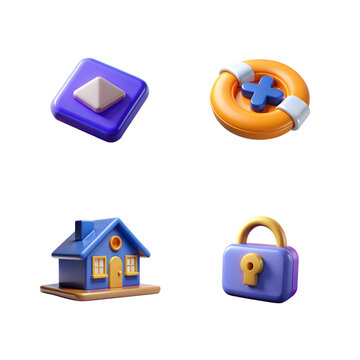3D UI UX Essentials Icon Set | home, help, unlock, System Tools, 3d rendering isolated on white background. cartoon plastic style icons