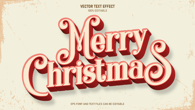 Merry christmas 3d style editable text effect