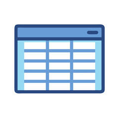Stylized spreadsheet icon with blue grid and white cells