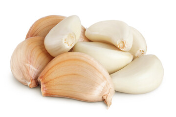 garlic cloves isolated on white background close up