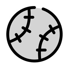 This baseball icon showcases a classic sports ball with stitch details, perfect for representing athletic activities and team games.