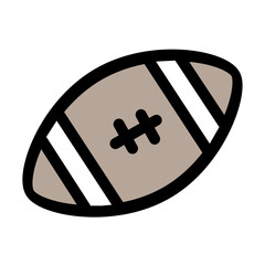 An isolated cartoon-style American football icon with brown and white stripes, presented on a white background.