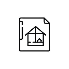 Outline icon architectural blueprint with house plan architecture building