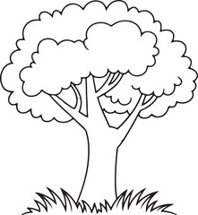 Tree vector Hand Drawn Black and White Design