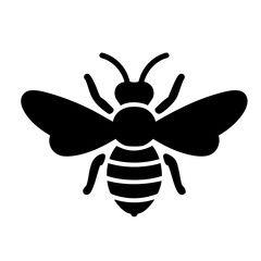 Bee silhouette icon black clipart on transparent background
