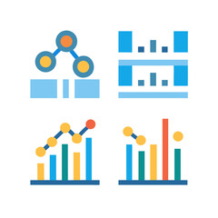 Data visualization icons depicting charts and statistical information