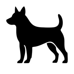 Dog standing silhouette icon black clipart on transparent background
