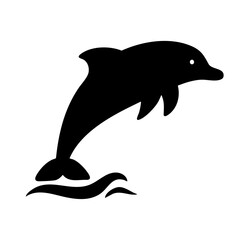 Dolphin silhouette icon black clipart on transparent background
