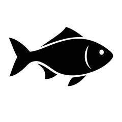 Fish silhouette icon black clipart on transparent background
