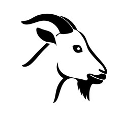 Goat silhouette icon black clipart on transparent background
