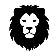 Lion head silhouette icon black clipart on transparent background
