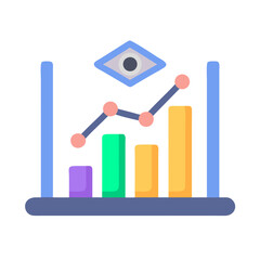 Minimalist bar chart with a rising trend line symbol