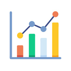 Vibrant data chart with colorful columns and line