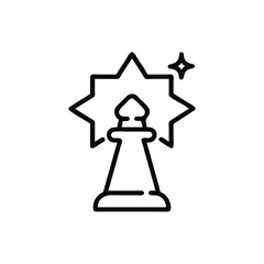 Pawn chess piece with starburst sparkles icon strategy game